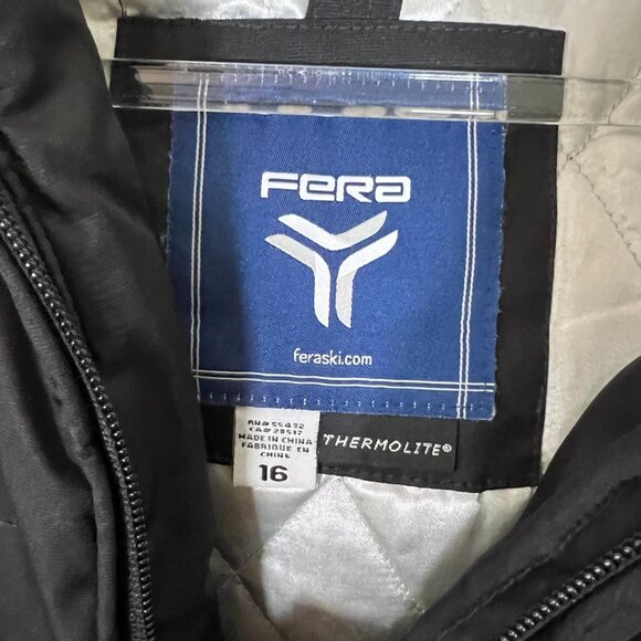 FERA Ski Parka Jacket black sz 16 thermolite insulation rhinestone trim - Picture 11 of 13